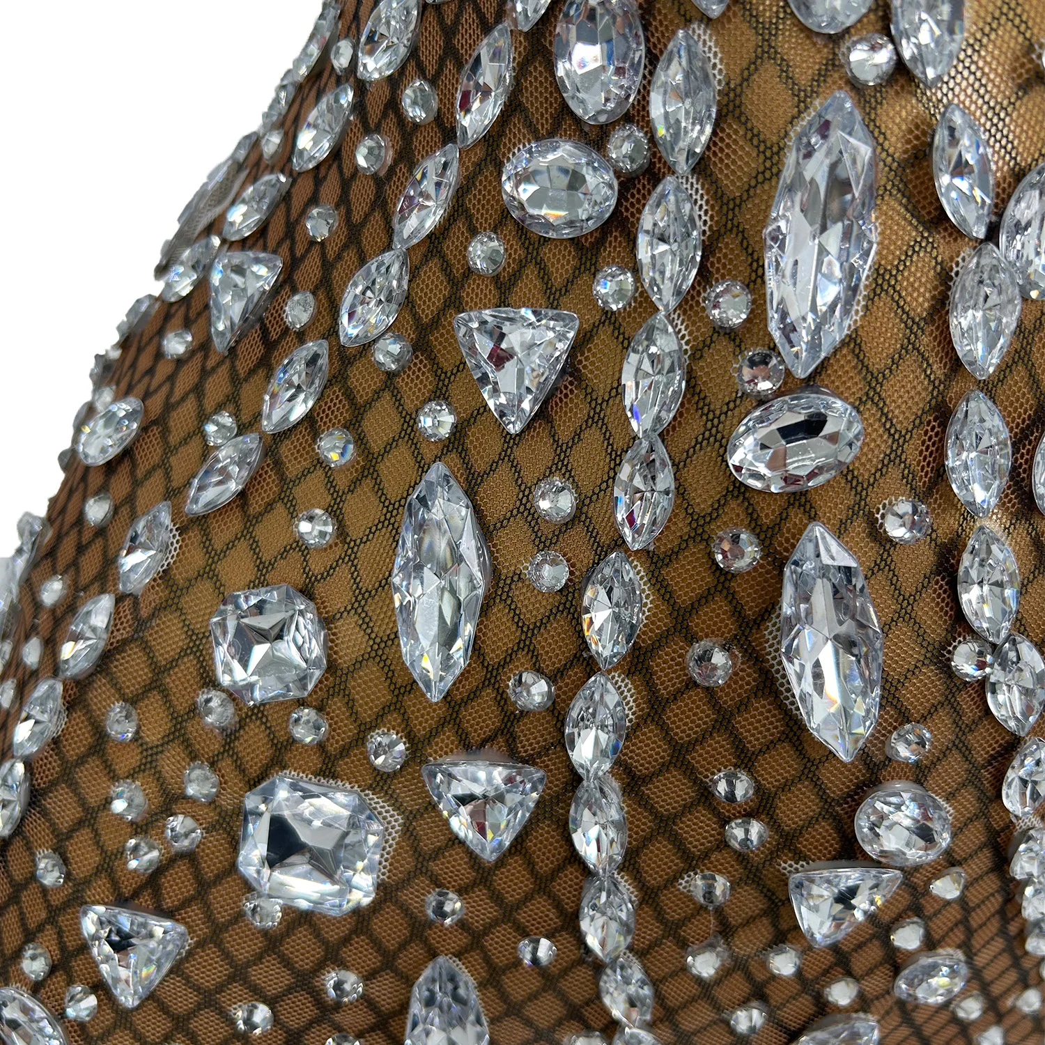 Abiti da festa da donna di lusso Juanlian Abito sexy senza schienale in rete trasparente cava Abito da spettacolo per bar Abito da ballo di compleanno festivo