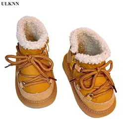 Stivali caldi per bambini invernali per bambini scarpe in vera pelle per bambini 1-3 anni inverno cotone sottile caldo per bambini barche con fondo morbido per bambini