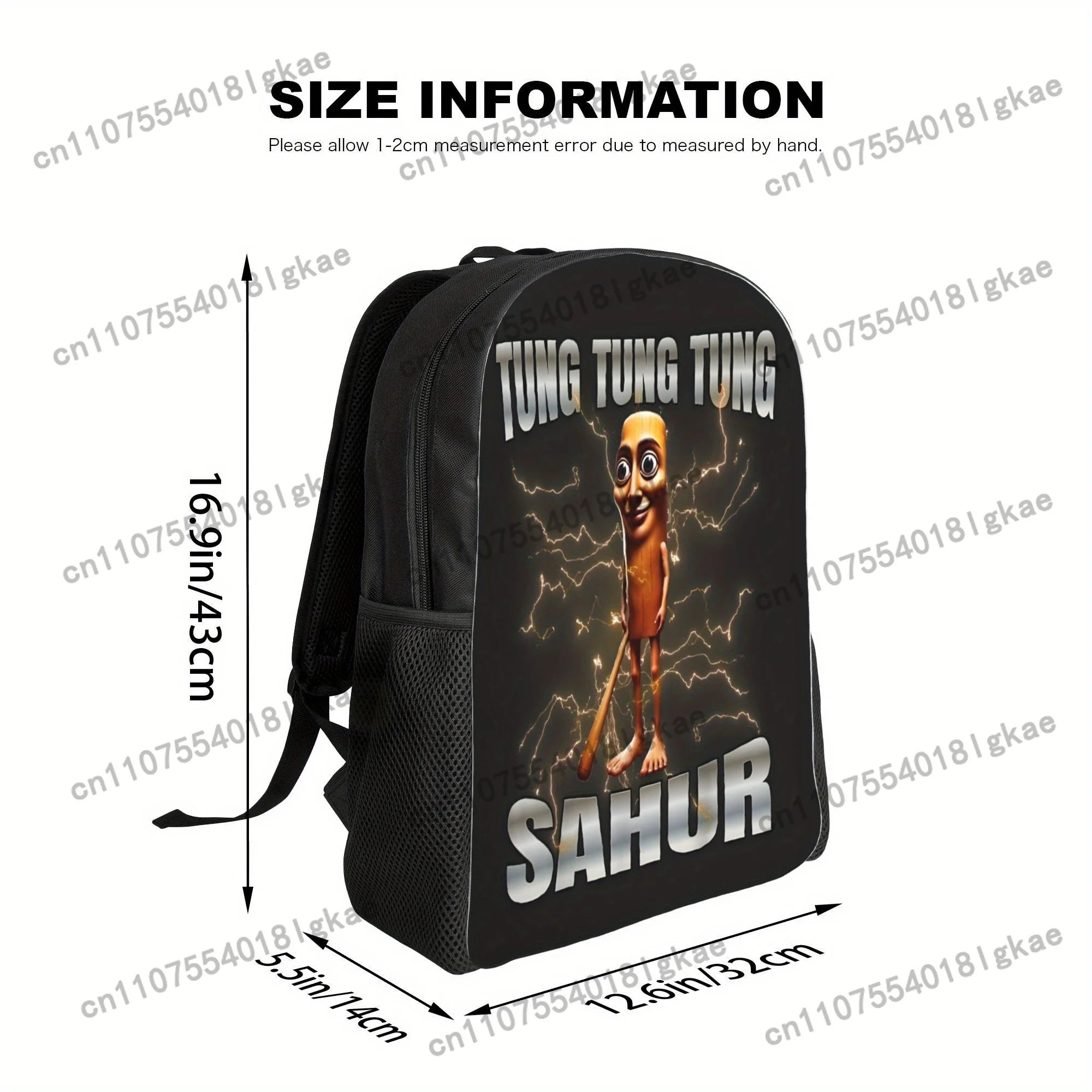 1pc Funny Backpack with Tung Tung Sahur Graphic - Heavy Backpack Design for School, College, Work - Gift for Students, Professio