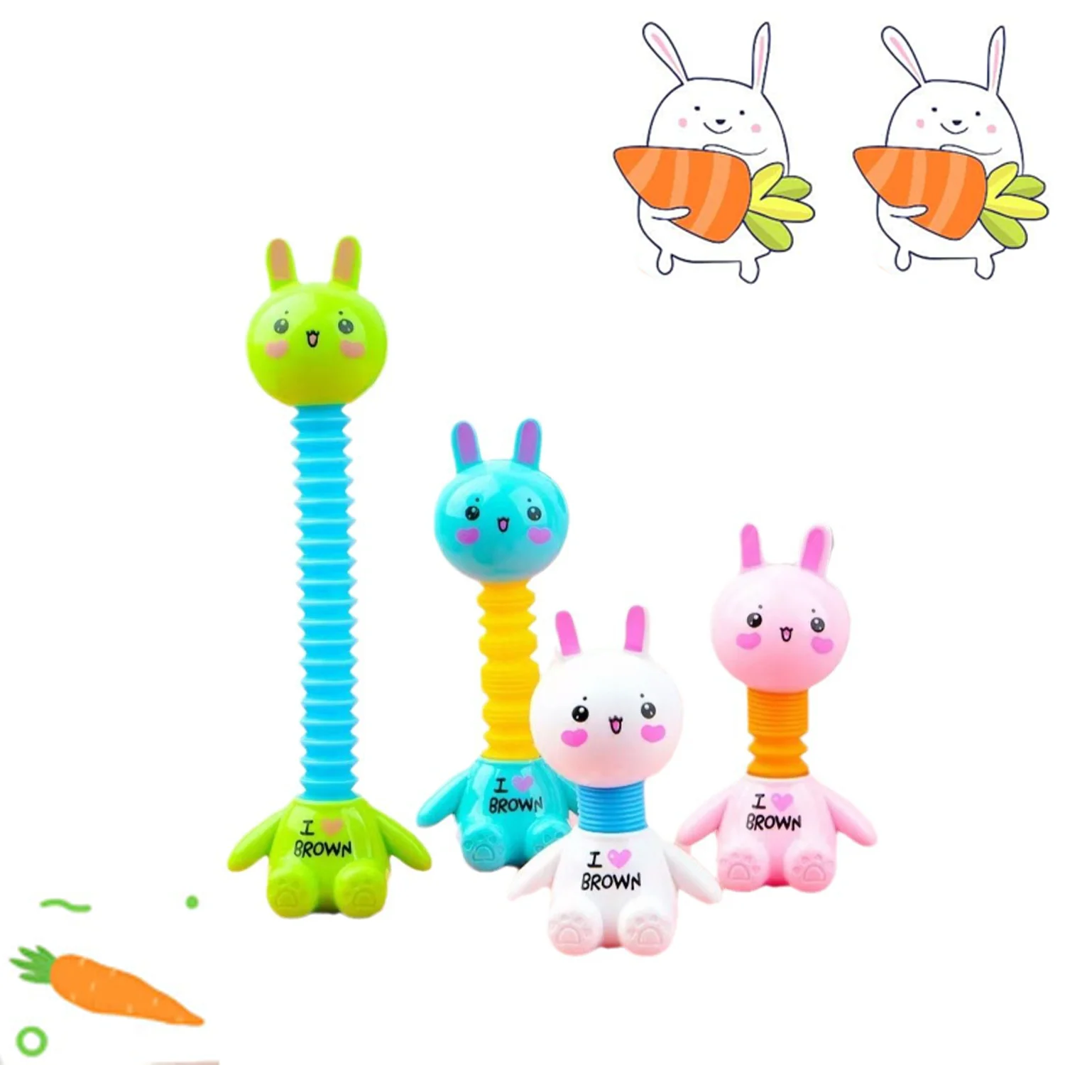 Puzzle Shape and Color Telescopic Tube Little Fire Rabbit, New Unique Stress Relieving Toy, Baby Stretching Grip