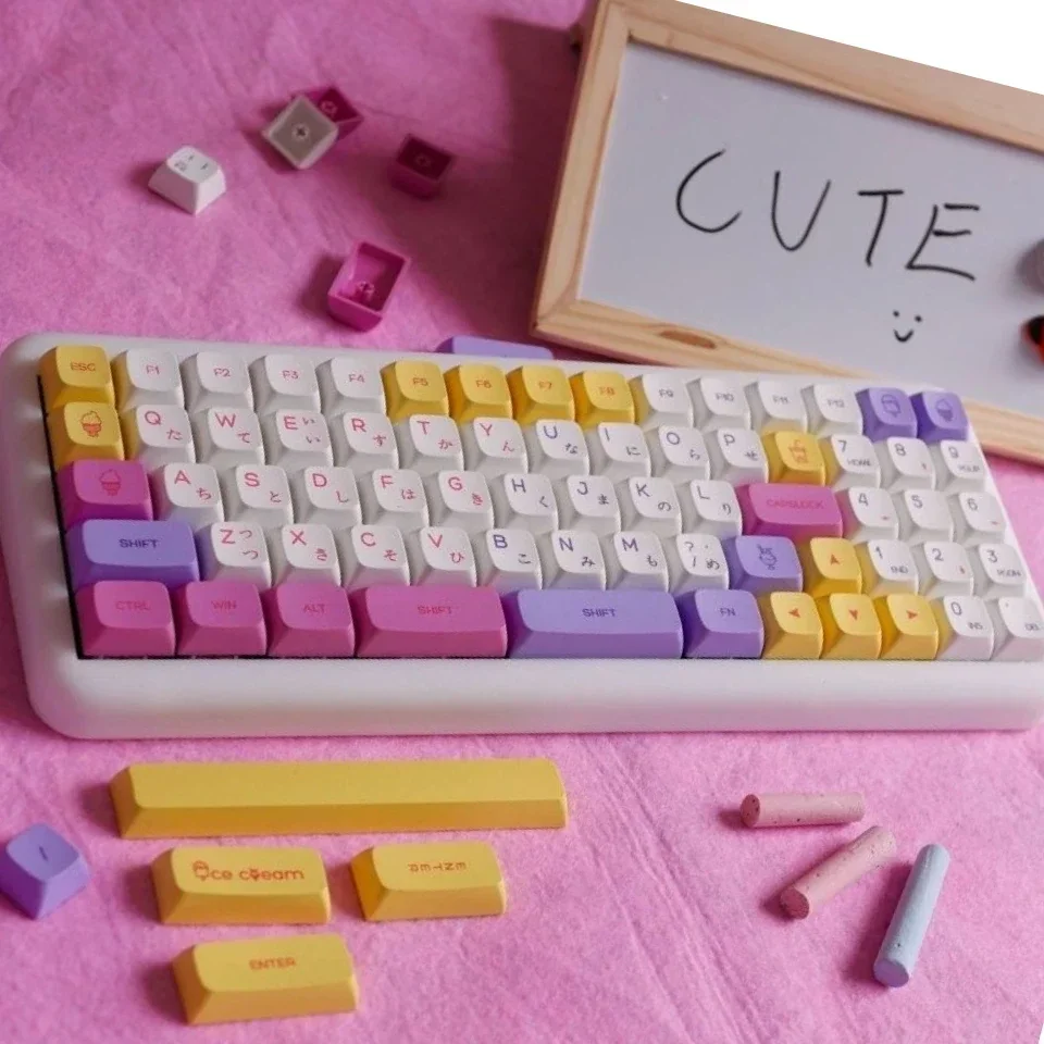 Milk Ice Cream Theme XDA Height Pink Cute Personality Pbt Mechanical Keyboard Keycaps 68/75/98/65