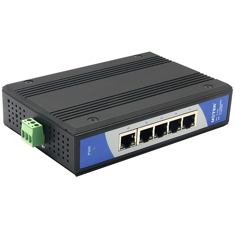 UTEK 5-port 100Mbps Industrial Grade Switch Non Network Managed Rail Anti-static Surge UT-6405