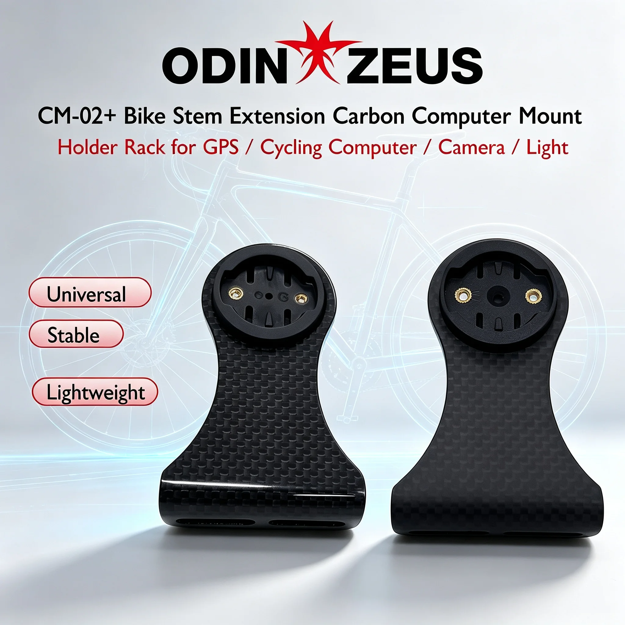 No-Logo Carbon Fiber Bike Stem Extension Mount 3K Black Computer Holder For GPS Cycling Computer Camera Light Bicycle Accessorie