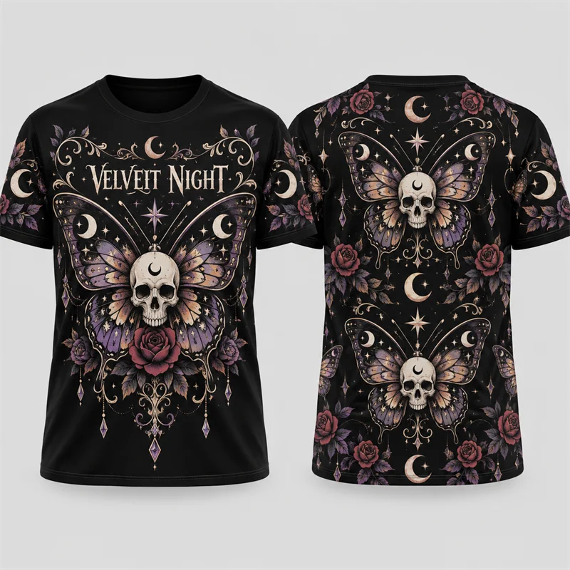 Vintage Gothic Halloween 3D Print T Shirt Men Women Skull Moth Snake Ghost Cat Eye Roses Short Sleeve Spooky Party Costume Tee