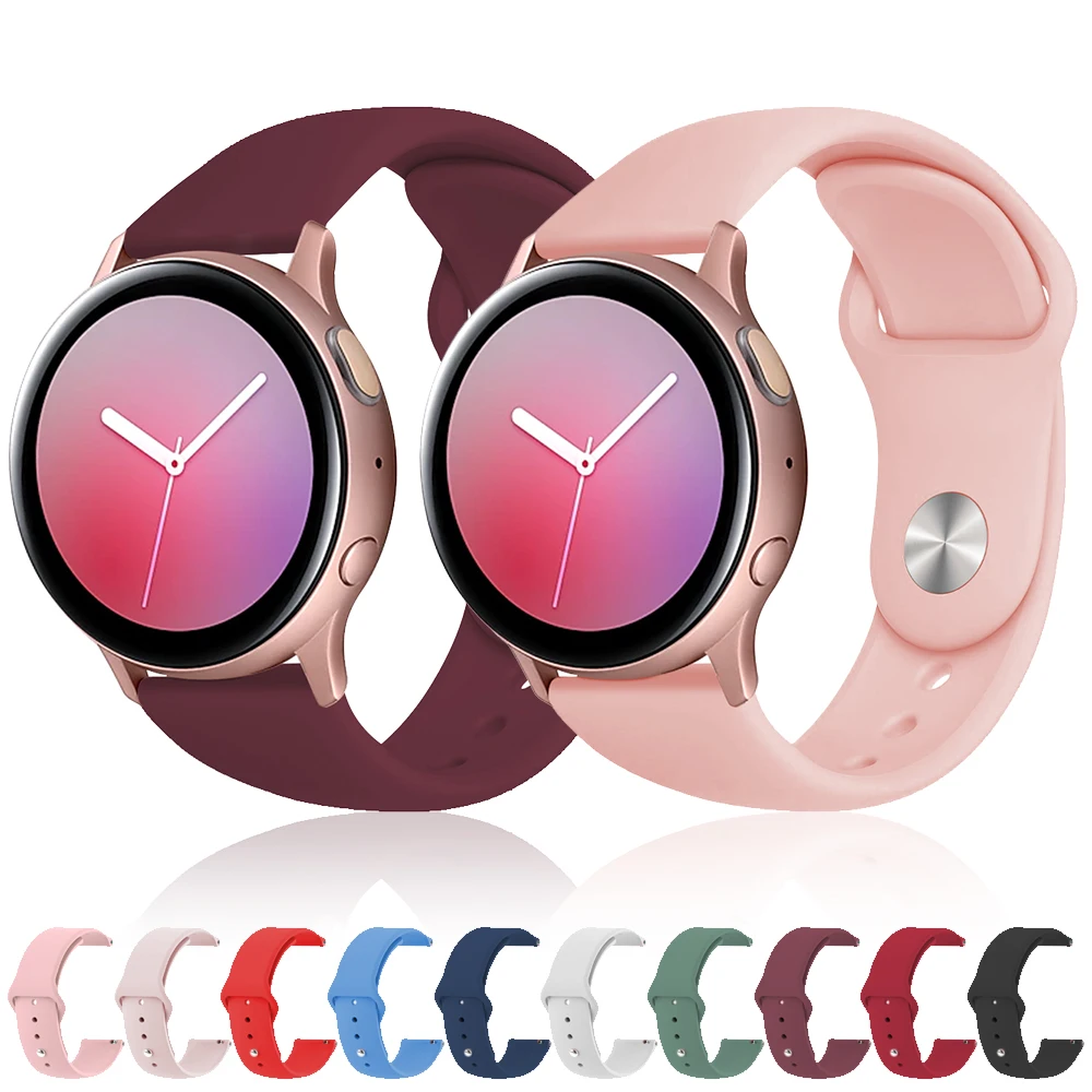 Силиконовые ремешки для Samsung Galaxy Watch 42 мм 46 мм Watch3 41 мм 45 мм Active 1/2 Водонепроницаемый браслет для спортивного ремешка Gear S3