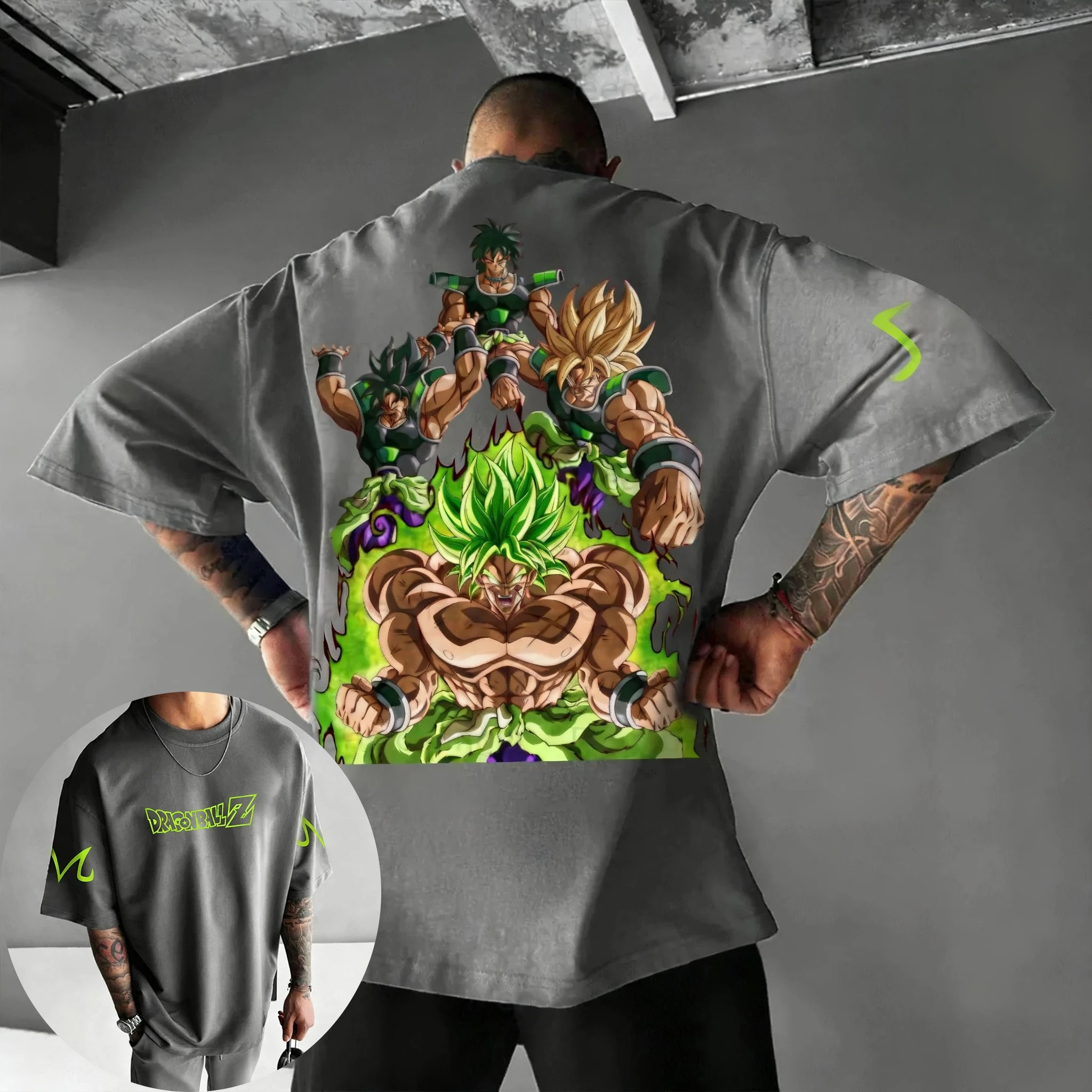 Dragon Ball Y2K RetroT-shirt 2025 Men's Autumn/Winter New Broli Anime Printed American Trendy Casual Loose Parent Child Top