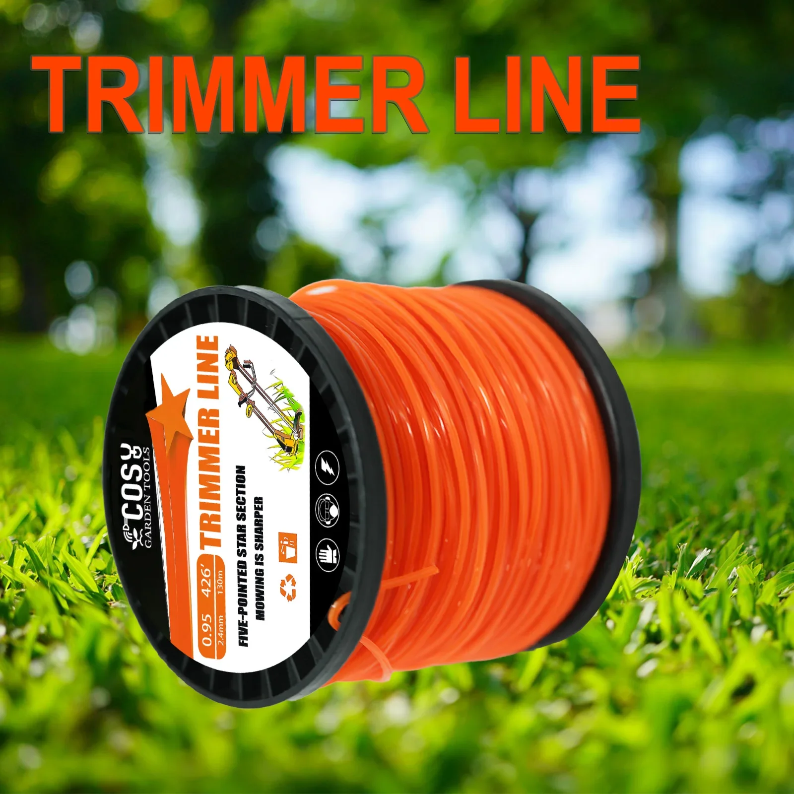 4.0mmx46m Pentagram Nylon Mowing Trimmer Line Trimmer Head String for Grass Trimmer Roll Grass Rope Line Lawn Mower Accessories