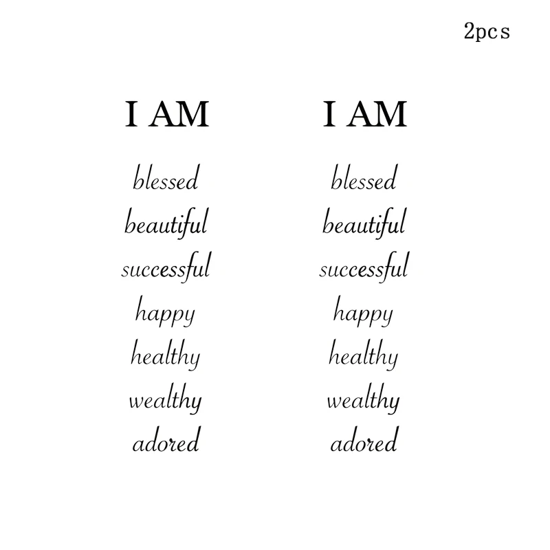 2pcs I Am Blessed, Beautiful, Successful, Happy, Healthy, Wealthy, Adored, Mirror Makeup Mirror Stickers, Car Sticker