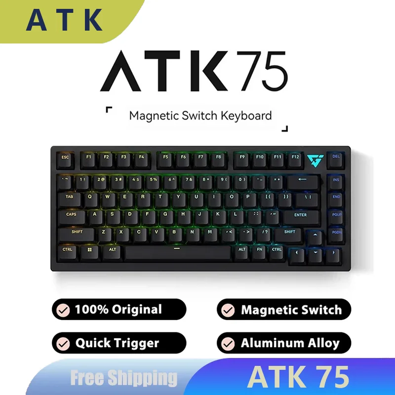 

Atk75 Gaming Mechanical Keyboard Magnetic Switch Wired Quick Trigger RGB Gasket Aluminum Alloy Rgb Win Mac Gamer Gifts ATK 75