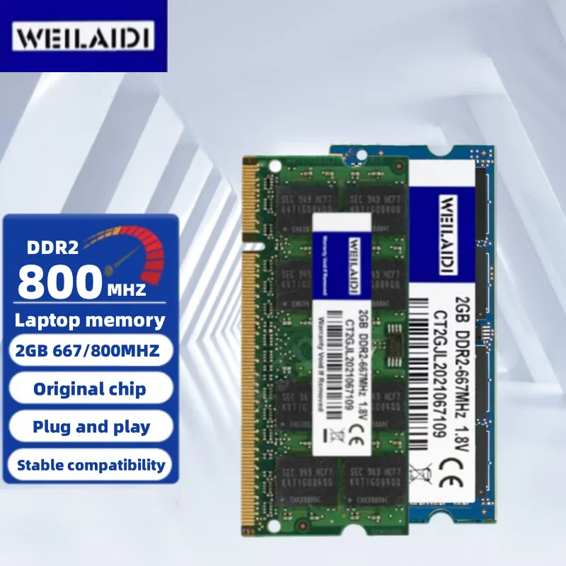 DDR2 2GB 667MHZ 800MHZ PC2-6400S Memoria Ram 200pin 1.8V SODIMM RAM Notebook Computer Memory Ram Supports Dual Channels