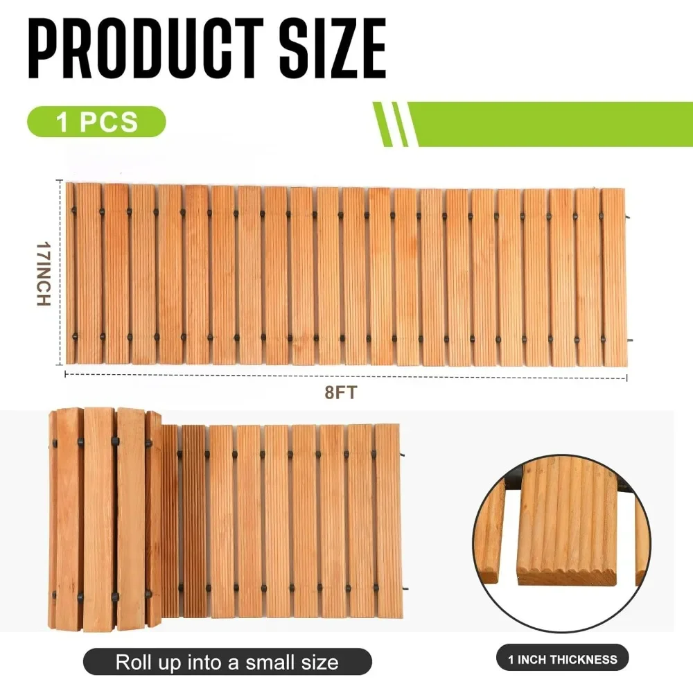 

8-Foot Wooden Pathway Roll Out for Outdoor Garden and Backyard, 3-Pack Wood Flooring Boardwalk Pavers