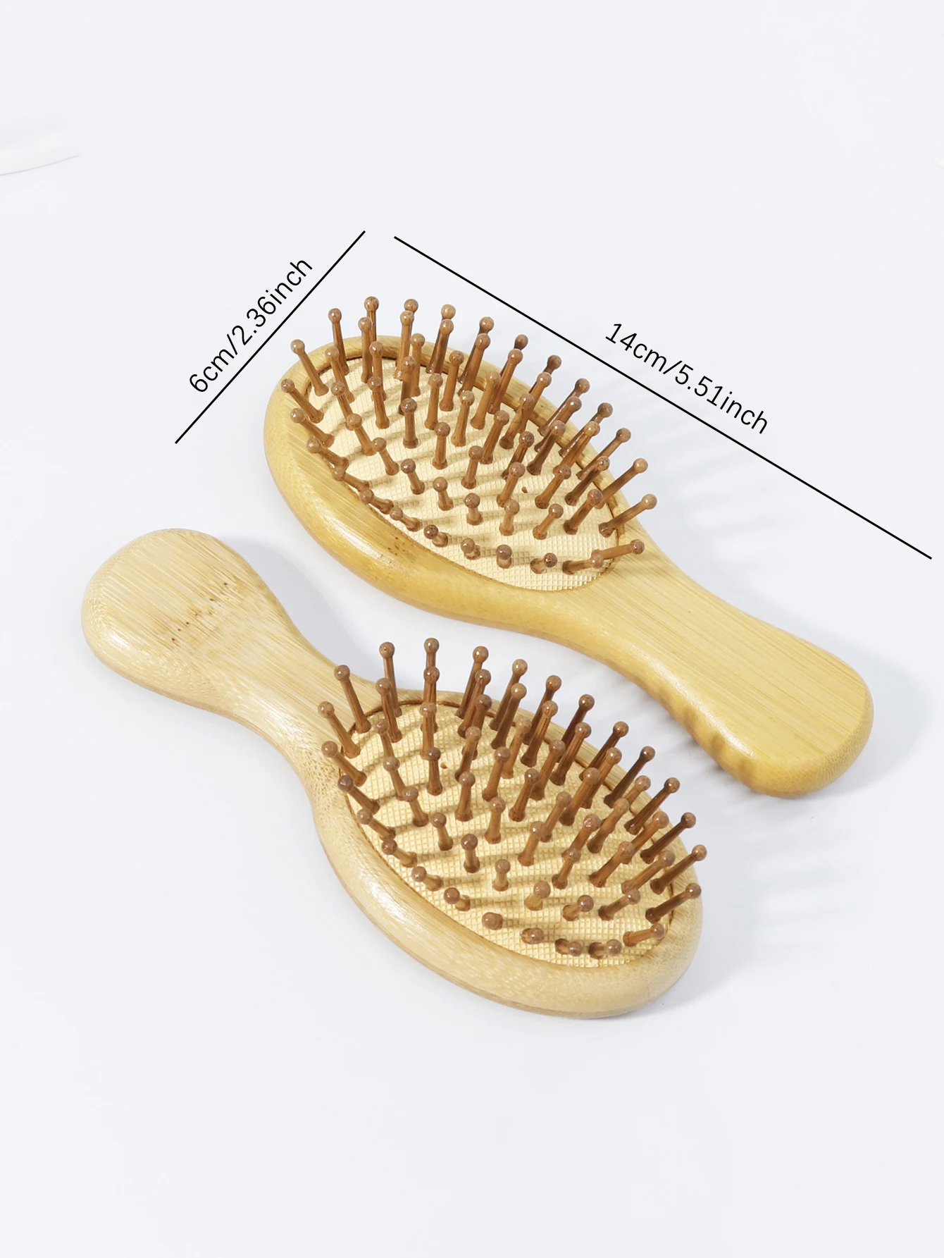 قطعتان من أمشاط وسادة هوائية للتدليك الخشبية المستديرة، محمولة للسفر، مناسبة لجميع أنواع الشعر، خاصة لشعر مستعار حقيقي #4