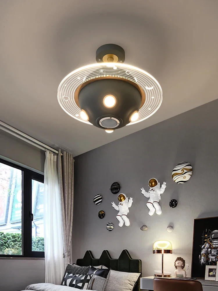 Boys bedroom lamp creative children's room lamp UFO chandelier  station science and technology sense planet ceiling lamp