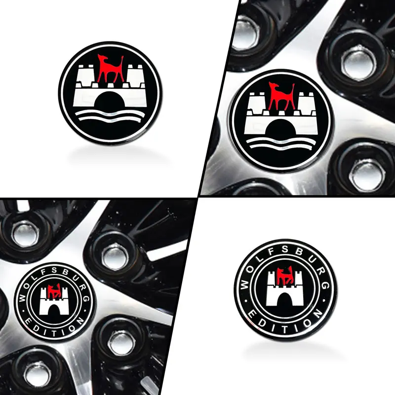 Akcesoria samochodowe 4szt 56mm Wolfsburg Edition Logo piasty kół samochodowych nakładki środkowe felgi naklejka na znaczek dekoracja Car Styling