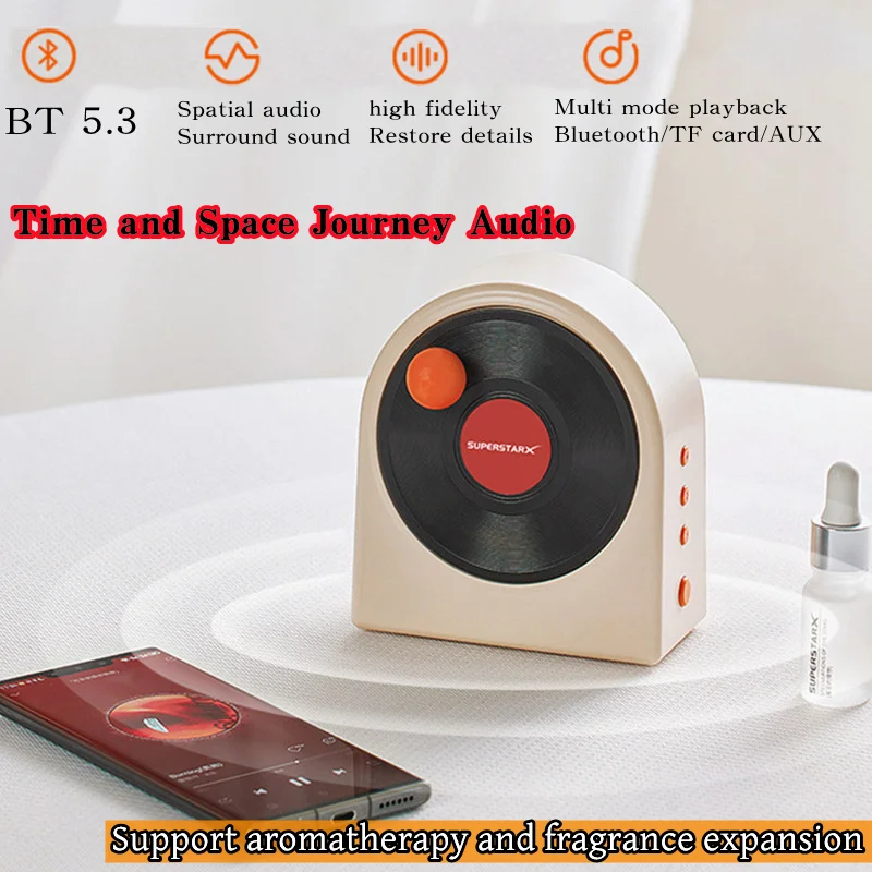 

Home Aromatherapy Creative Decoration Bluetooth Speakers Vintage Vinyl Time Record Player Wireless MP3 Music Player Support TF