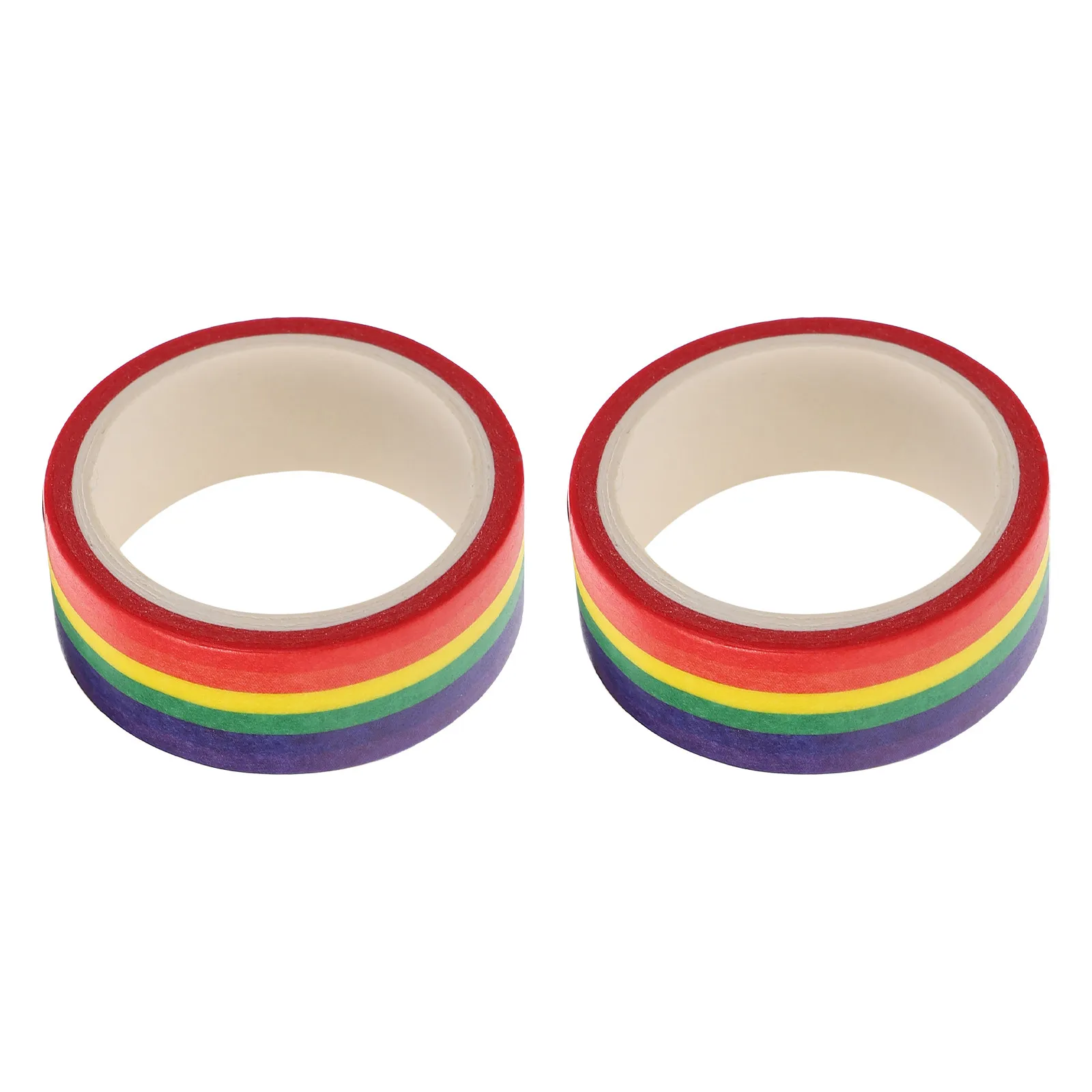 2Pcs Washi Masking Tape Rainbow Stripe DIY Decorative Tape Scrapbook Crafting Adhesive Strips Multi-Purpose Gift Wrapping