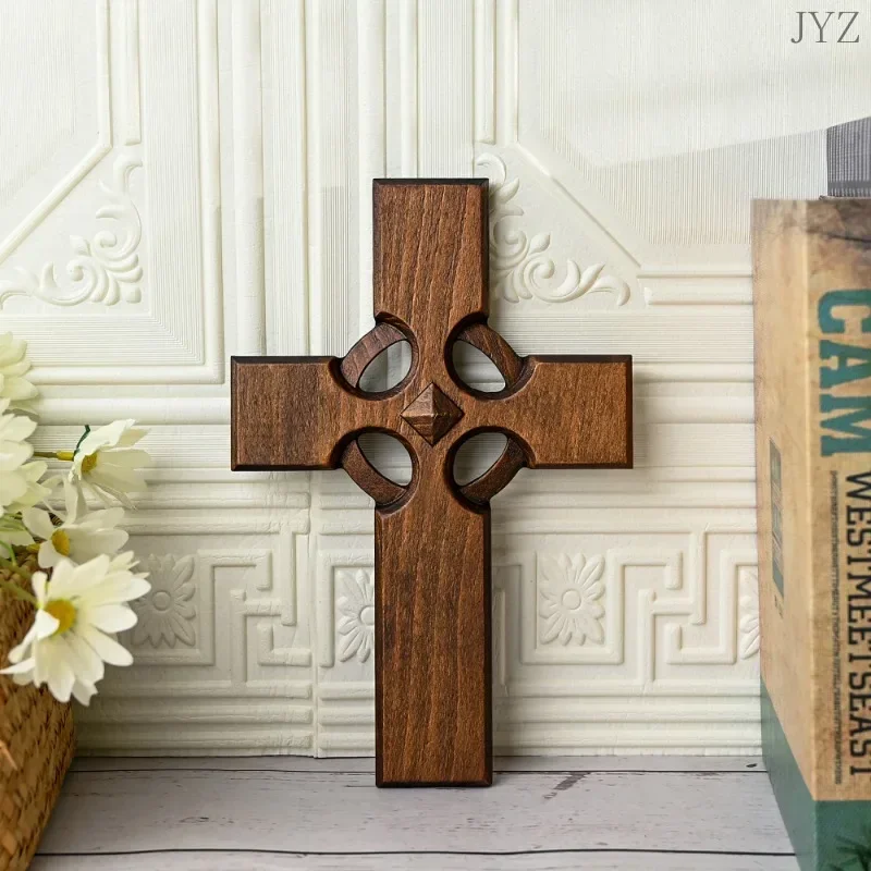 

High Quality Religious Hand Carved Simple Wooden Cross Irish Celtic Cross Wall Decor