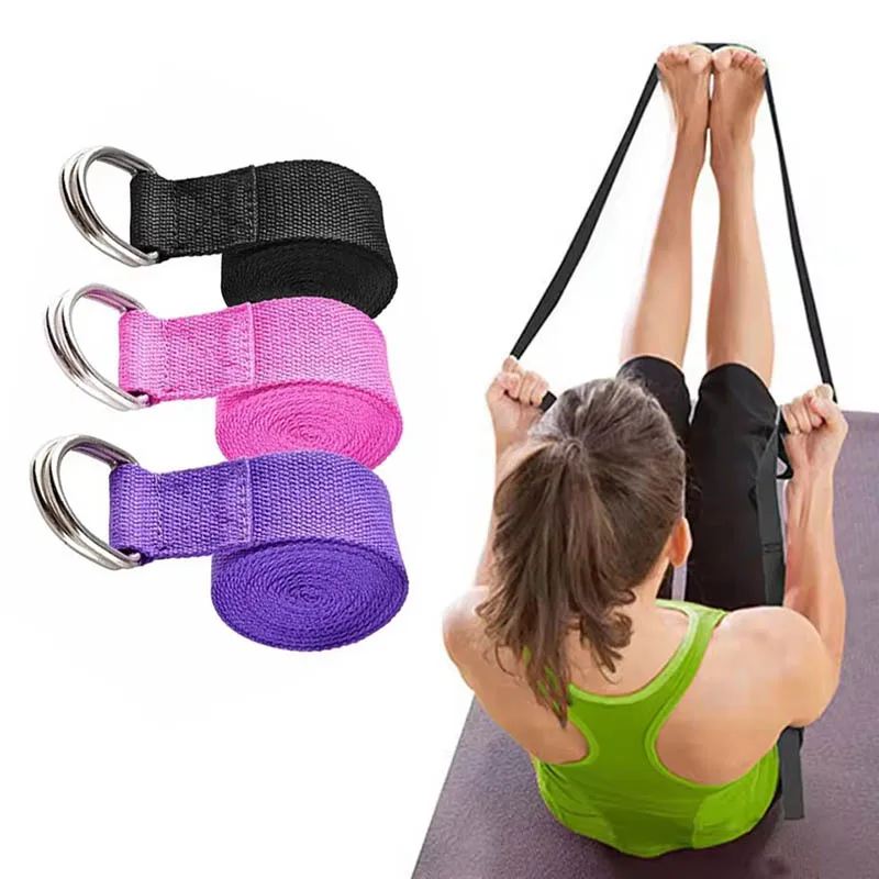 183*3.8cm Cotton Yoga Strap With Adjustable D-Ring Buckle Yoga Belt For Pilates Gym Workouts Fitness