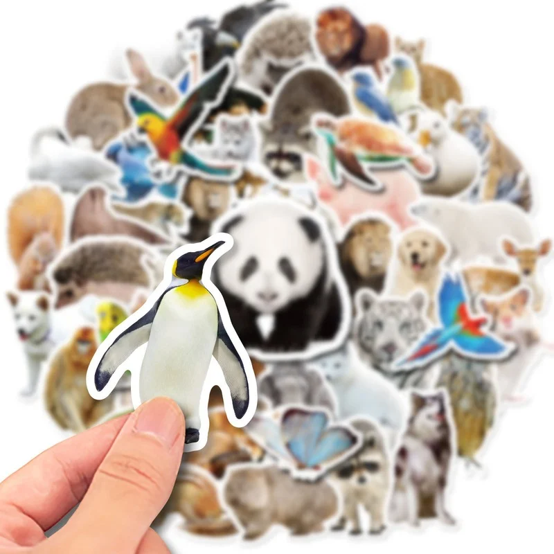 10/25/50pcs PVC Realistic Zoo Jungle Animal Stickers for Teachers School Water Bottle Scrapbook Skateboard Luggage Decals