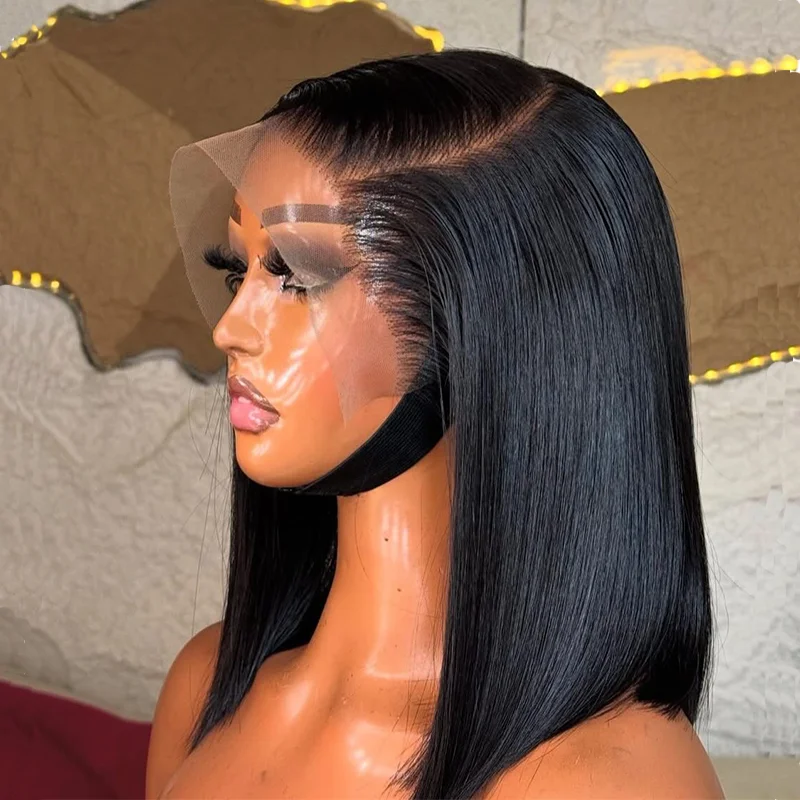 

Bone Straight 13x4 Lace Frontal Bob Wig 230% Full Density 4x4 Human Hair Wigs Brazilian Remy Short Bob Wig For Women 12 14 Inch