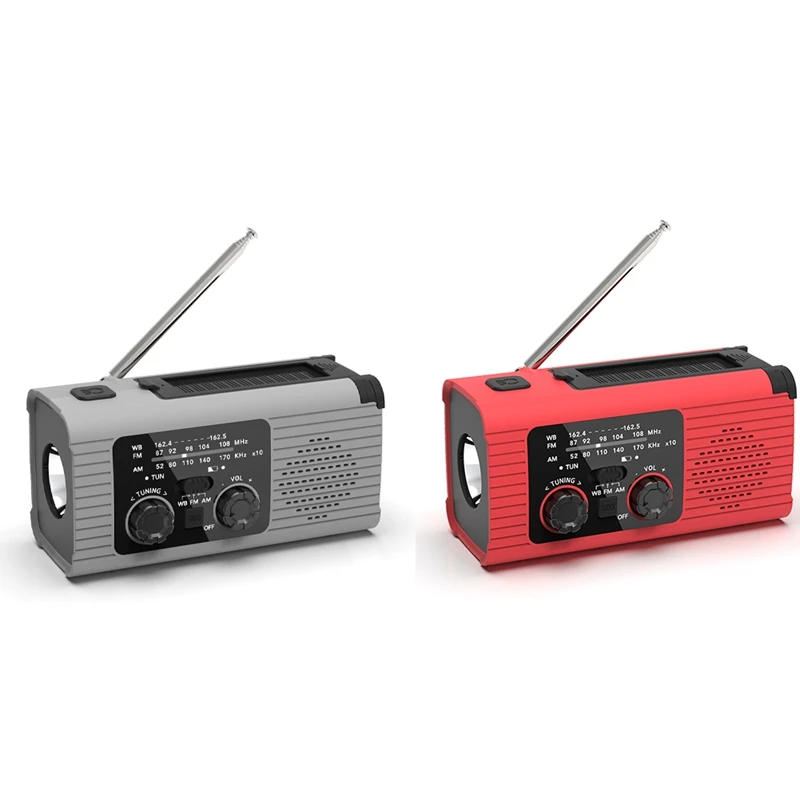 Emergency Radio Hand Crank Radio Multi-Function AM/FM/NOAA Solar Hand Crank Emergency Radio SOS Alarm 4000Mah