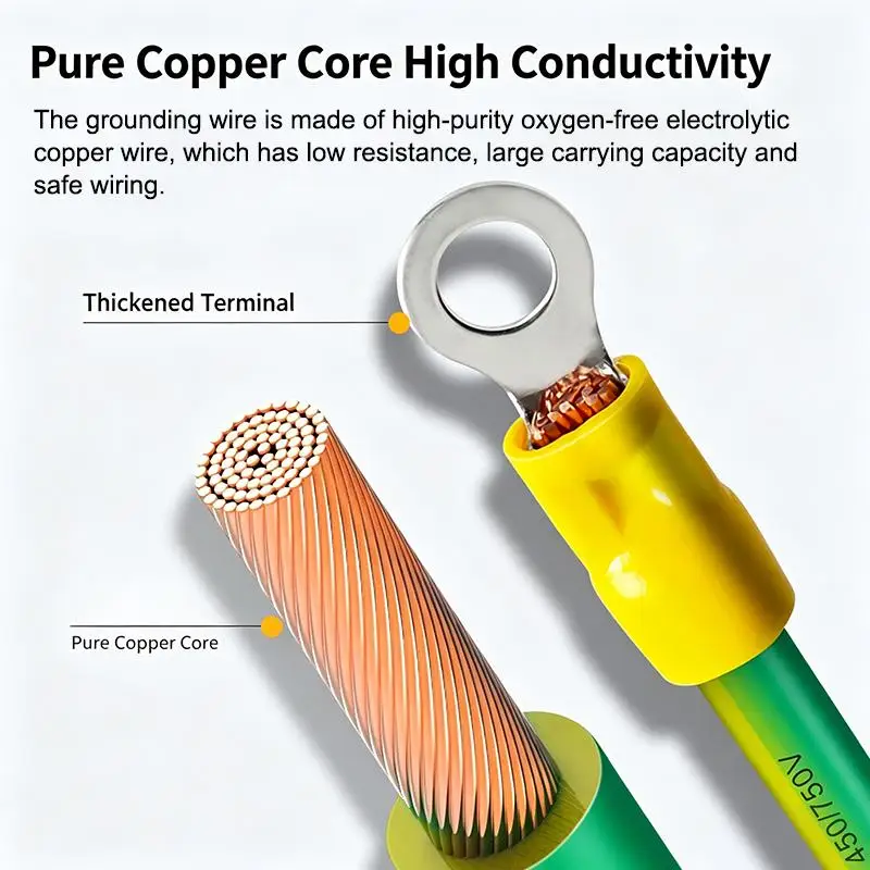 10PCSCopper Bridge Jumper Yellow Green Double Color Grounding Wire Solar Photovoltaic Grounding Wire