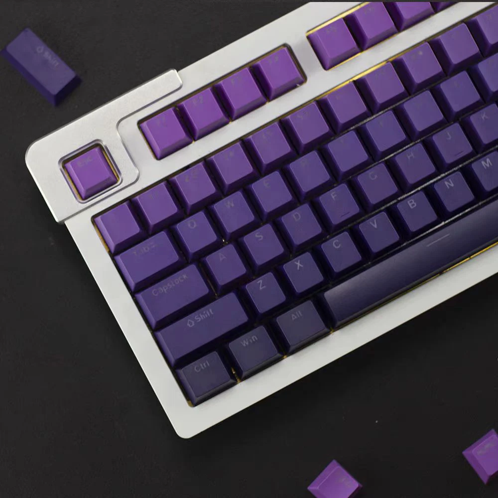 Top Print RGB Backlit PBT Keycaps 134 Keys Gradient Purple OEM Profile Double Shot Keycap for Gateron MX Switches Keyboard