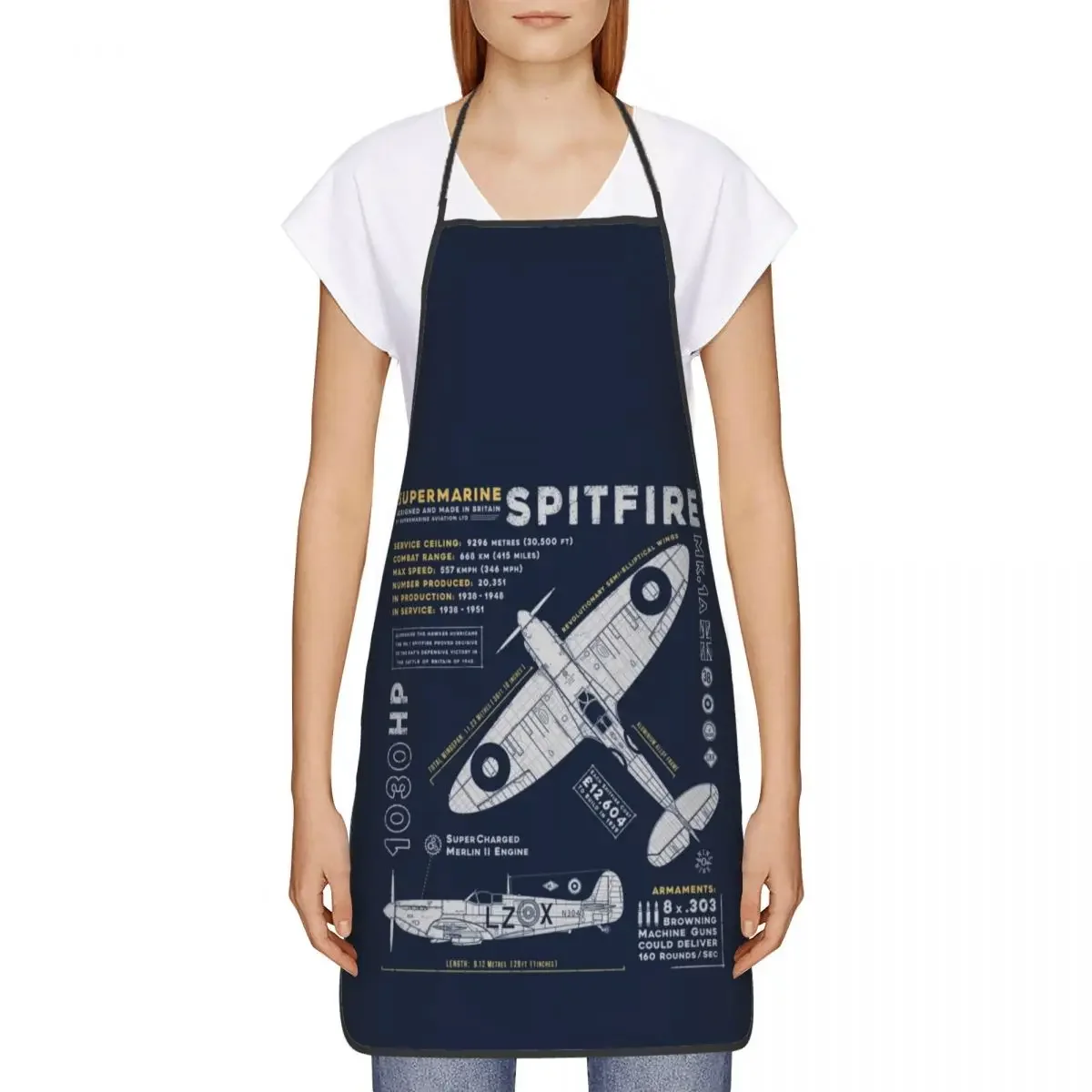 Supermarine Spitfire Apron Women Men Bib Fighter Pilot Aircraft Airplane Plane Kitchen Cooking Tablier Cuisine Chef Gardening