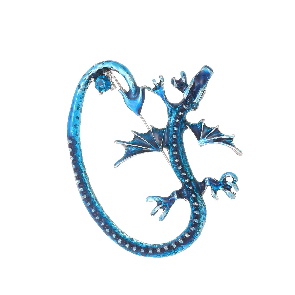 Enamel Rhinestone Flying Dragon Brooches For Men Women Animal Clothing Badge Pin Party Office Brooch Pin