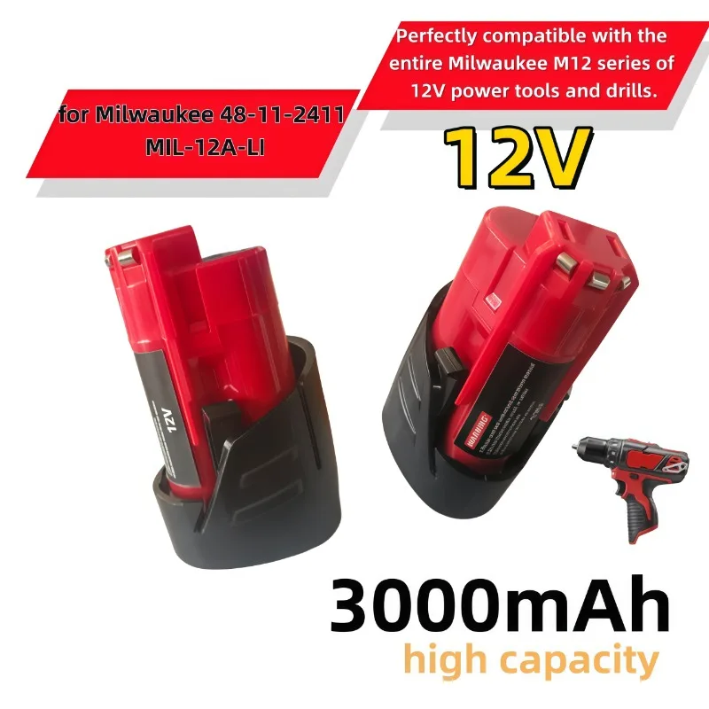 12V 3000mAh rechargeable energy assembly matching Milwaukee MIL-12A-LI 48-11-2411 portable power equipment