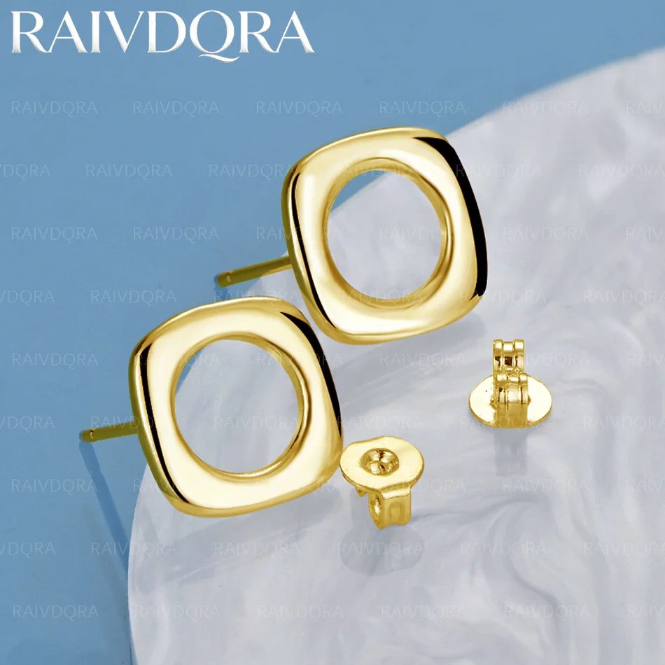 

18K Gold Plated Square Stud Earrings For Woman Charm Trend Birthday Gifts Fashion Party Fine Jewelry