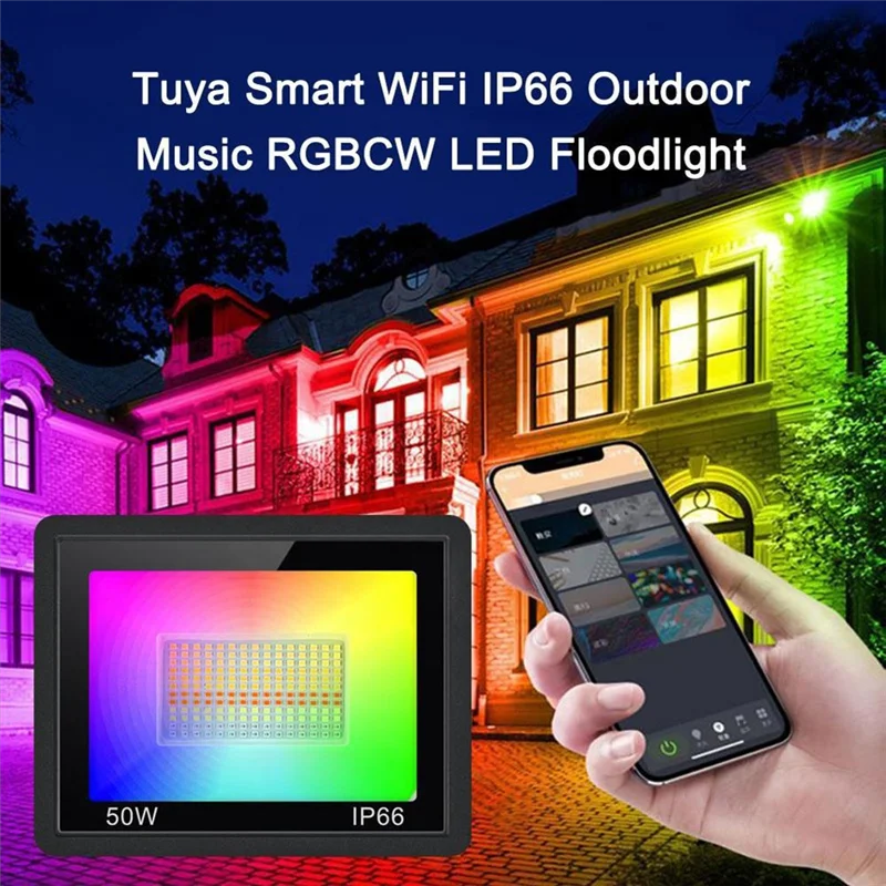 

A04G-For Halloween Outdoor Decoration RGB LED Flood Lights, TUYA Smart Controlled With Remote, Waterproof DIY Up Lights Decor US