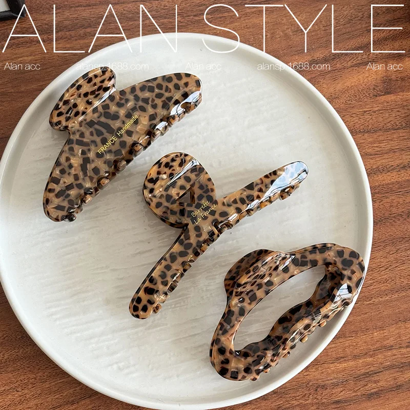 1pc New Leopard Print Cloud Shape Hair Claw Korean Back of Head Bun Maker Large Size Unique Hair Accessory