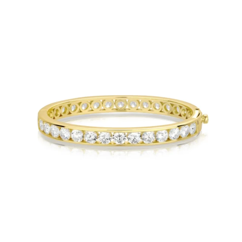 BELLUX 925 Silver K Gold Plated Synthetic Zircon Bracelet White Round Diamond Starry Sparkling Light Luxury Fashion Bangle