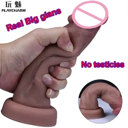 Skin Feeling Big Glans Dildos Realistic Penis Soft Silicone Adults Strapon Sex Toys Large Dick Suction Cup For Women Butt Plug