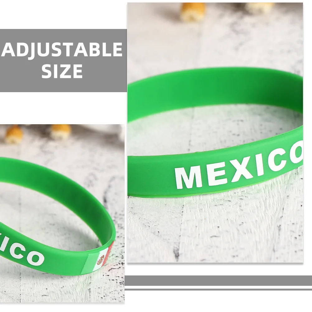 4 pçs pulseiras de silicone bandeira do país futebol pulseiras méxico borracha esportes festa favor masculino feminino bandeira nacional