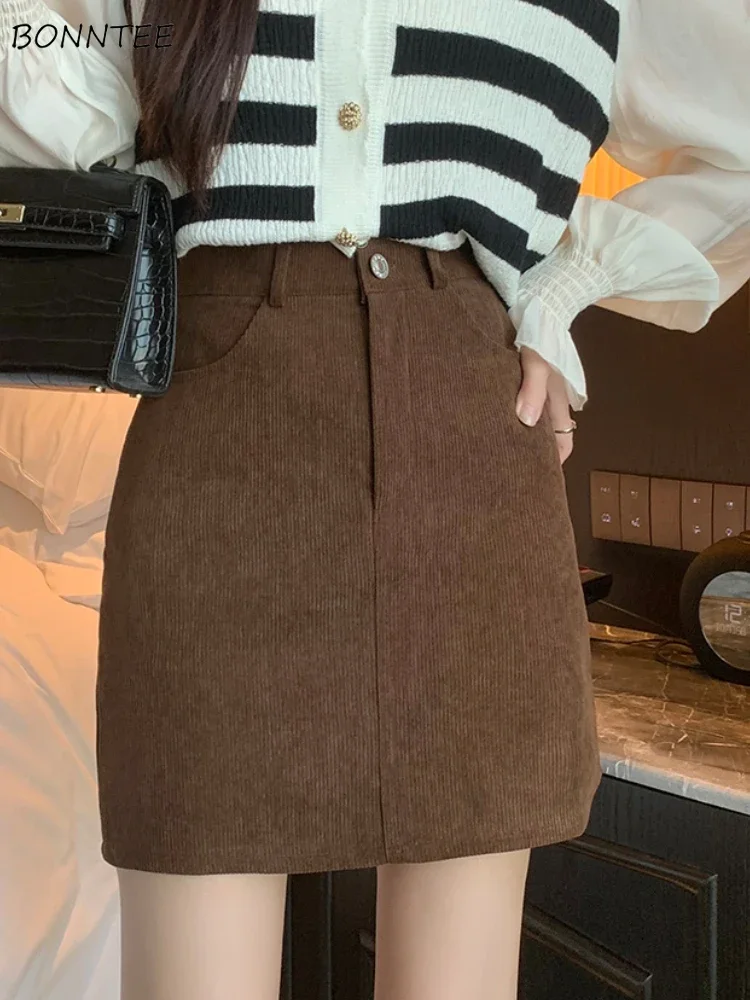 Mini Skirts Women Korean Fashion Preppy Simple All-match Wrapped Hip Faldas Streetwear Students Harajuku A-line Womens Daily