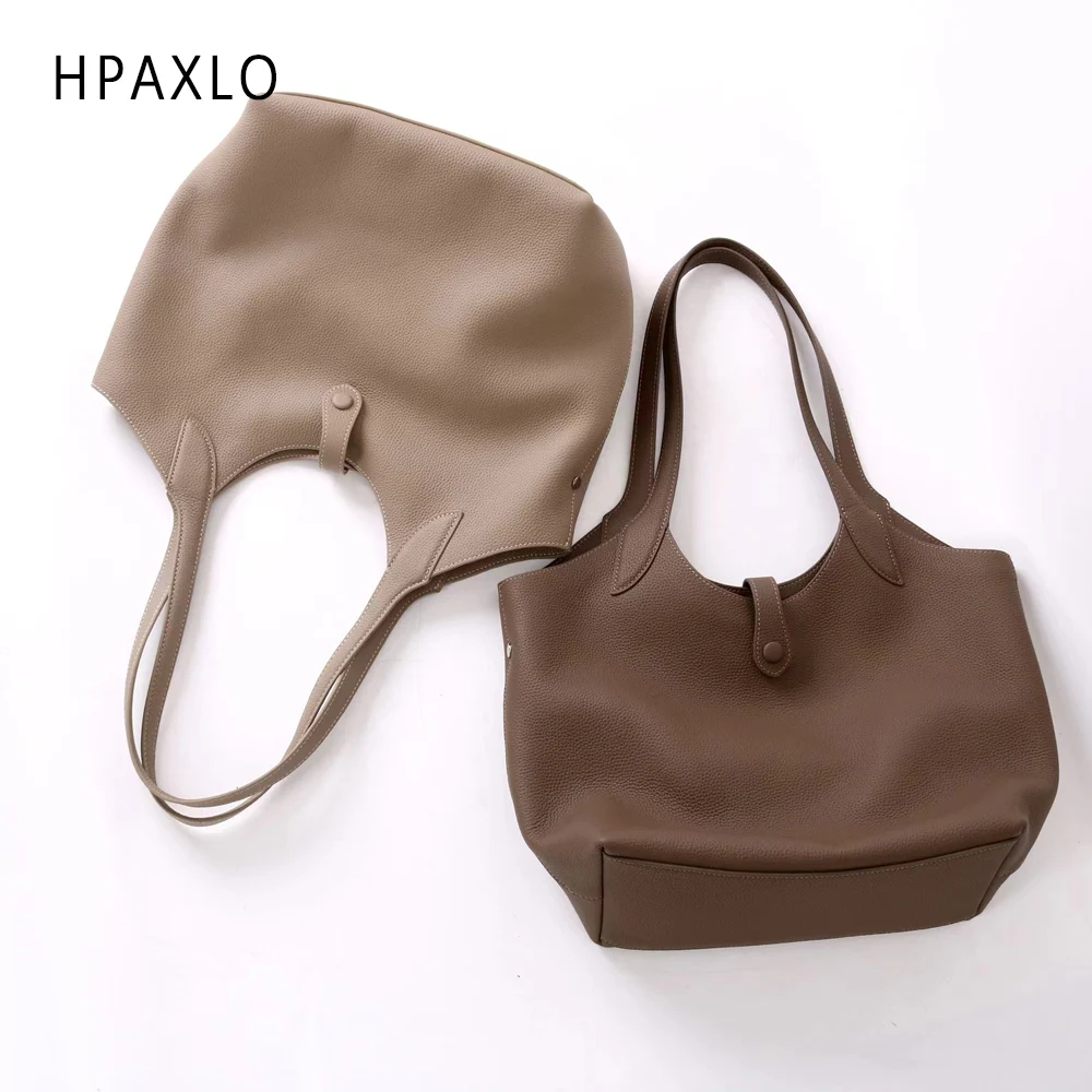 حقيبة يد عصرية من الجلد المحبب بالكامل وواسعة لعمال المكتب أنيقة وبسيطة وفريدة من نوعها حقيبة كتف مميزة حقيبة راقية