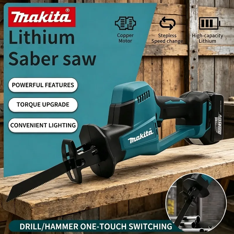 

Аккумуляторная бесщеточная сабельная пила Makita DJR189 для резки дерева и металла, портативный электроинструмент 18В