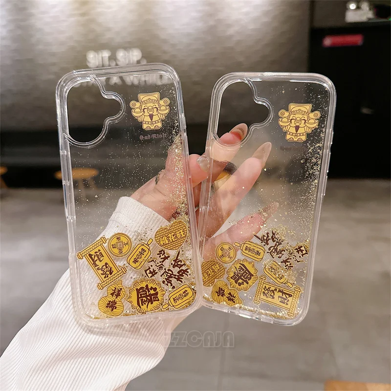 2025 All is Well For Huawei Pura 70 Pro P60 Mate 50 40 Case Chinese New Year Money God Fortune Cat Shiny Glitter Quicksand Cover