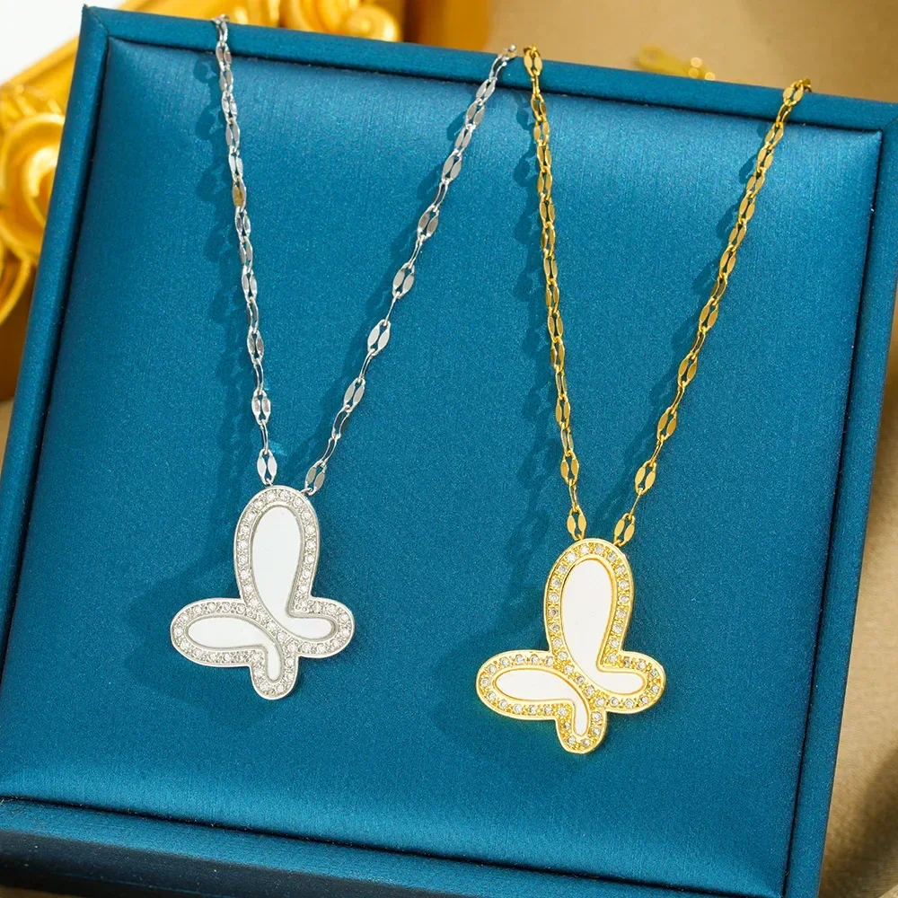 2025年最新のリトルバタフライチタン鋼ネックレスは、女の子にとってとてもファッショナブルで多用途です。