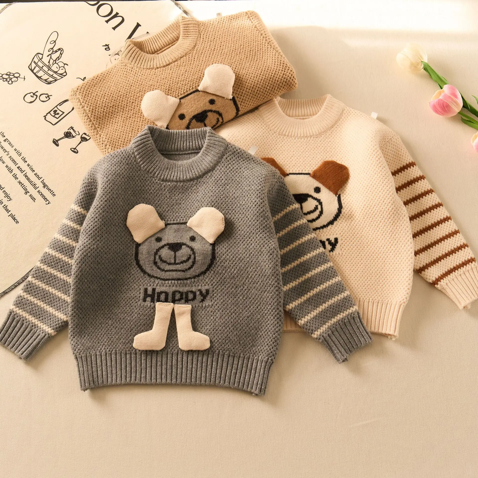 

Boys Knitted Sweaters Autumn Winter 2025 Children Woolen Jersey Tops Clothing For Baby Boy Pullover Sweater Kids Cute Outerwear