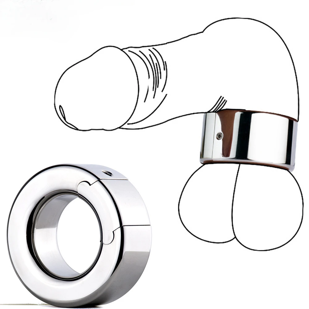 BXA-154 Aço Inoxidável Masculino Bloqueio Anel, Penis Anel, Massageador Exercício, Escroto, Peso-Bearing Bloco, Escroto, Restraint, Alongamento