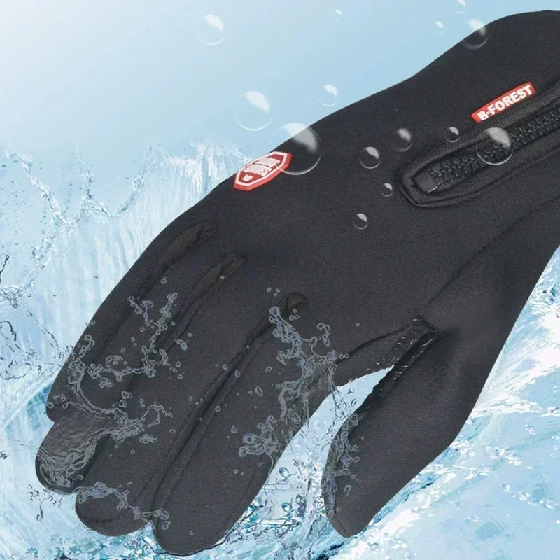 Guantes de invierno impermeables para hombres, a prueba de viento, guantes fríos, Snowboard, motocicleta, conducción, pantalla táctil cálida, guante con cremallera