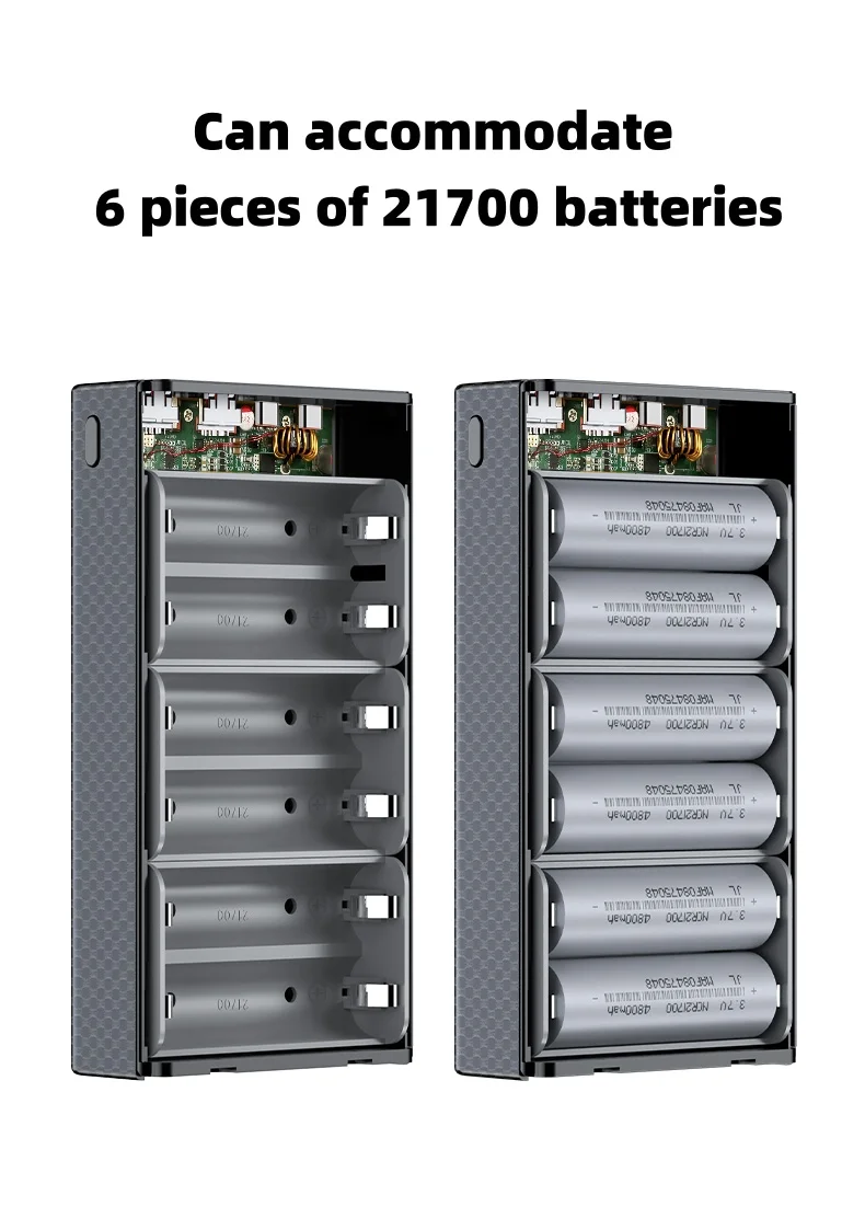 3HT PD100W Fast Charging Power Bank DIY Kit 20V 5A 6x 21700 Battery Pack Portable Customizable No Soldering Easy to Assemble