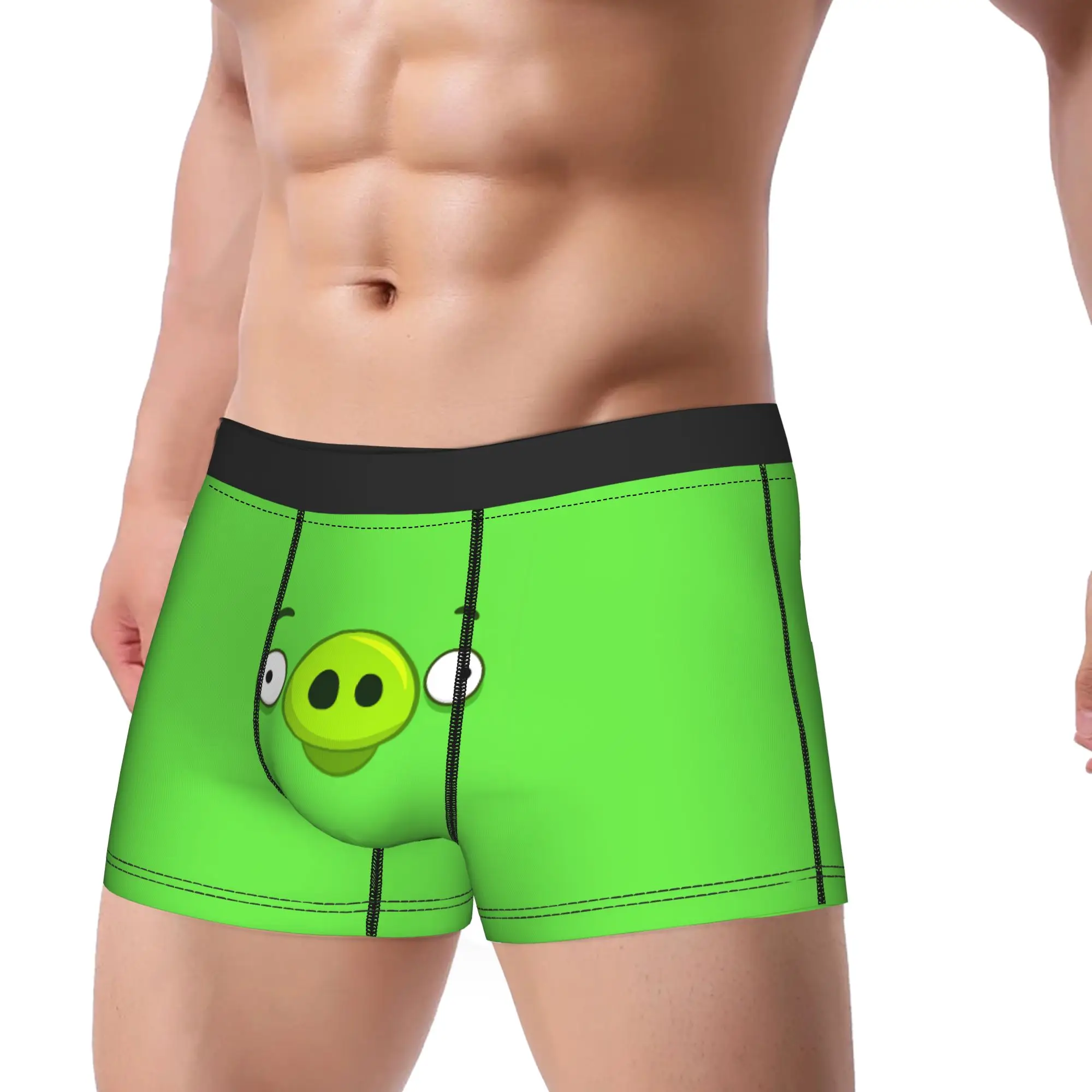 An Angry Pig Face With Two Eyes Cartoon Face Meme Underwear Soft Trend Underpants Print Shorts Briefs For Men Pouch Boxershorts