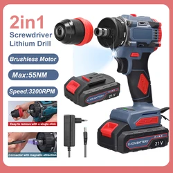 16.8V/21V Brushless Screwdriver Lithium Electric Drill Power Tool Brushless Motor Practical Screw Driver Tool Repairing Kit