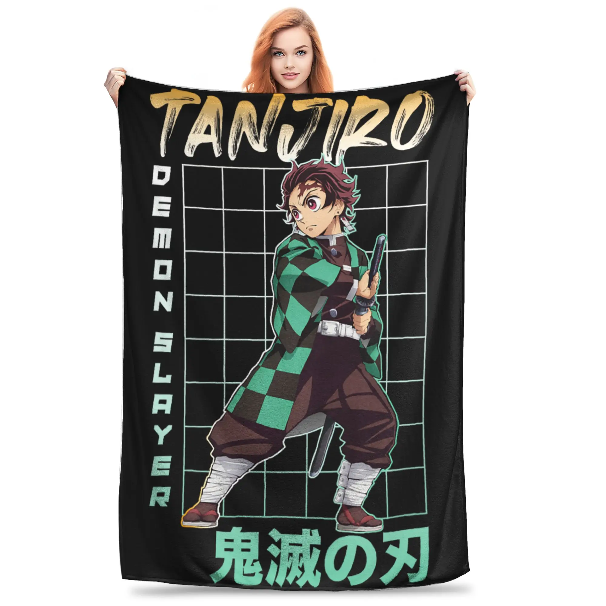 1PC Home Kids Demon Slayers Kimetsu no Yaiba Tanjiro Sword Corps  Blanket Throw Super Cosy Plush Living Room Sofa