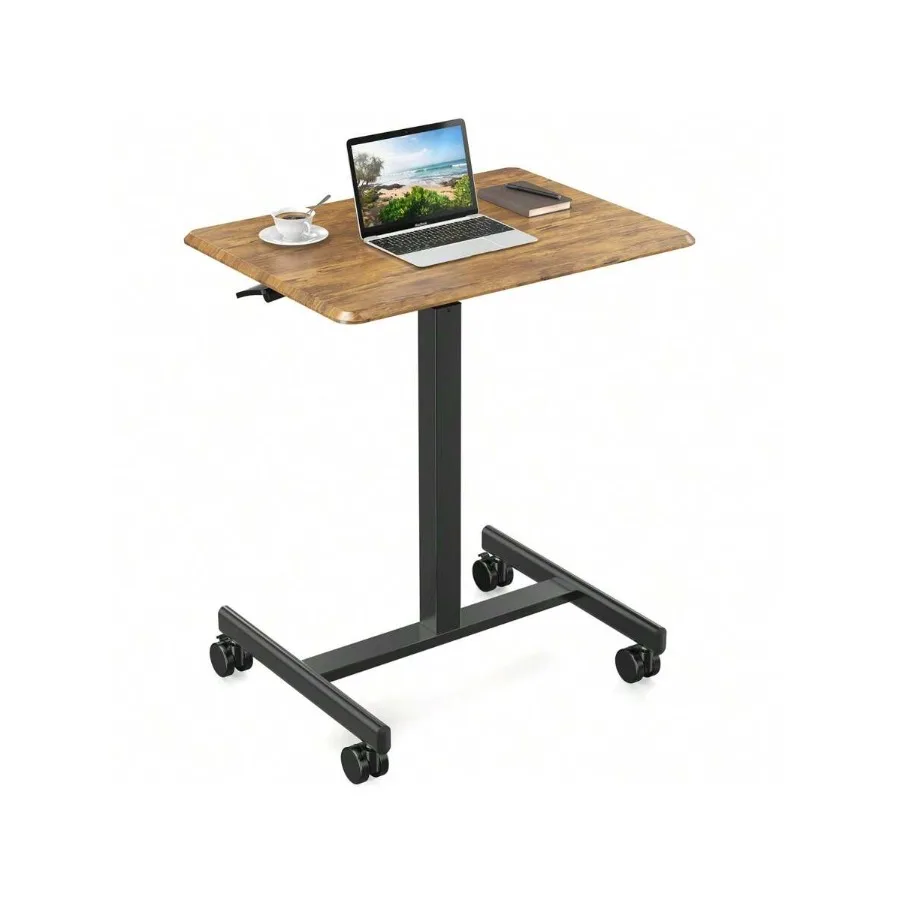 Sweetcrispy Small Mobile Rolling Standing Desk Rolling Desk Laptop Computer Cart for Home
