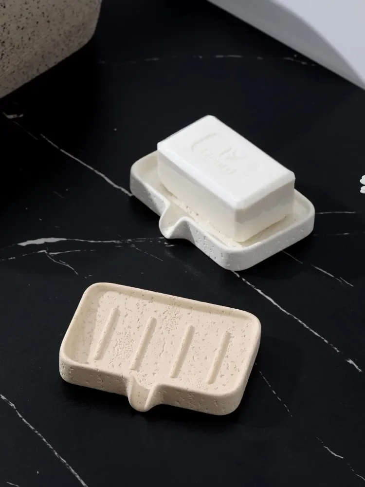 

Luxury Travertine Soap Dish with Drainage Bathroom Decor Premium Stone Holder Vanity Organizer Minimalist Home Accessories